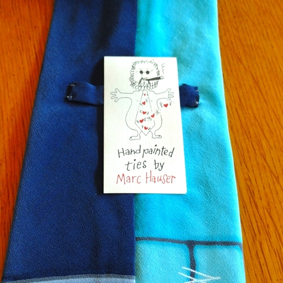 Marc Hauser Hand Painted Tie NWT All Silk Ship Captain Nautical - Picture 2 of 6